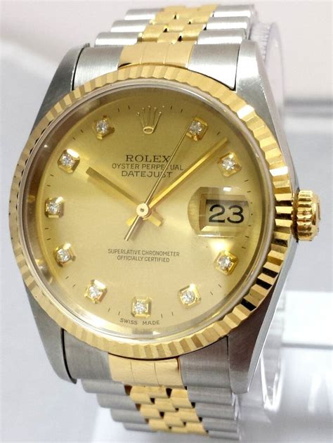 rolex datejust 16233 champagne diamonds s g36mm p serie 2001|Rolex 16233 diamond.